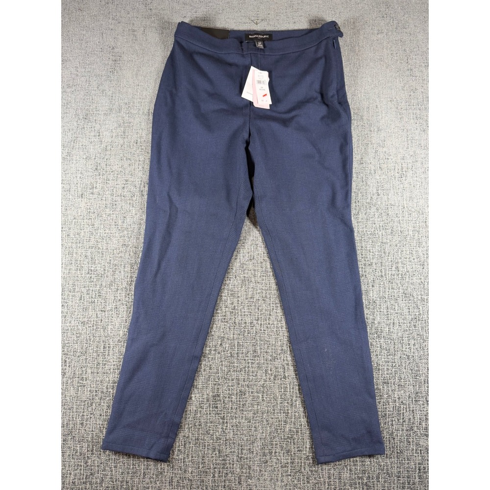 Banana Republic High Rise Legging Pants Navy Blue Plaid Petite 6P NWT